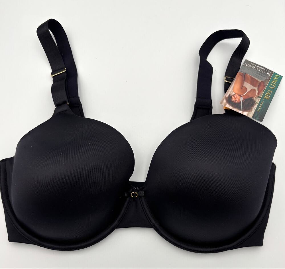 NWT Vanity Fair Beauty Back Bra 34DD Black Full Coverage Underwire 75345